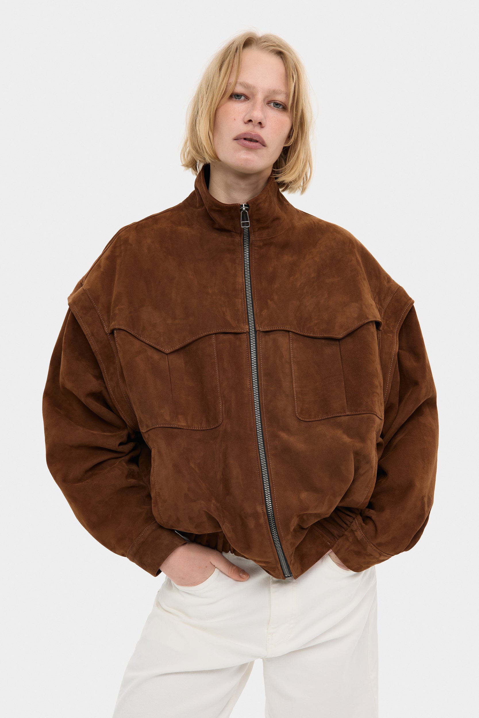 Подовжений бомбер-трансформер Рейчел коричневий